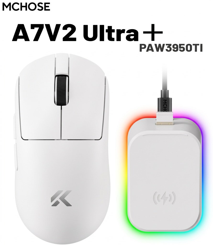 Мышь MCHOSE A7 V2 ULTRA + PAW 3950 белый купить,NaN
