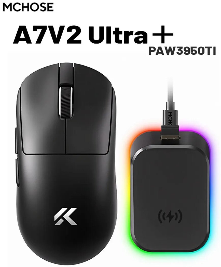 Мышь MCHOSE A7 V2 ULTRA + PAW 3950 черный купить,NaN