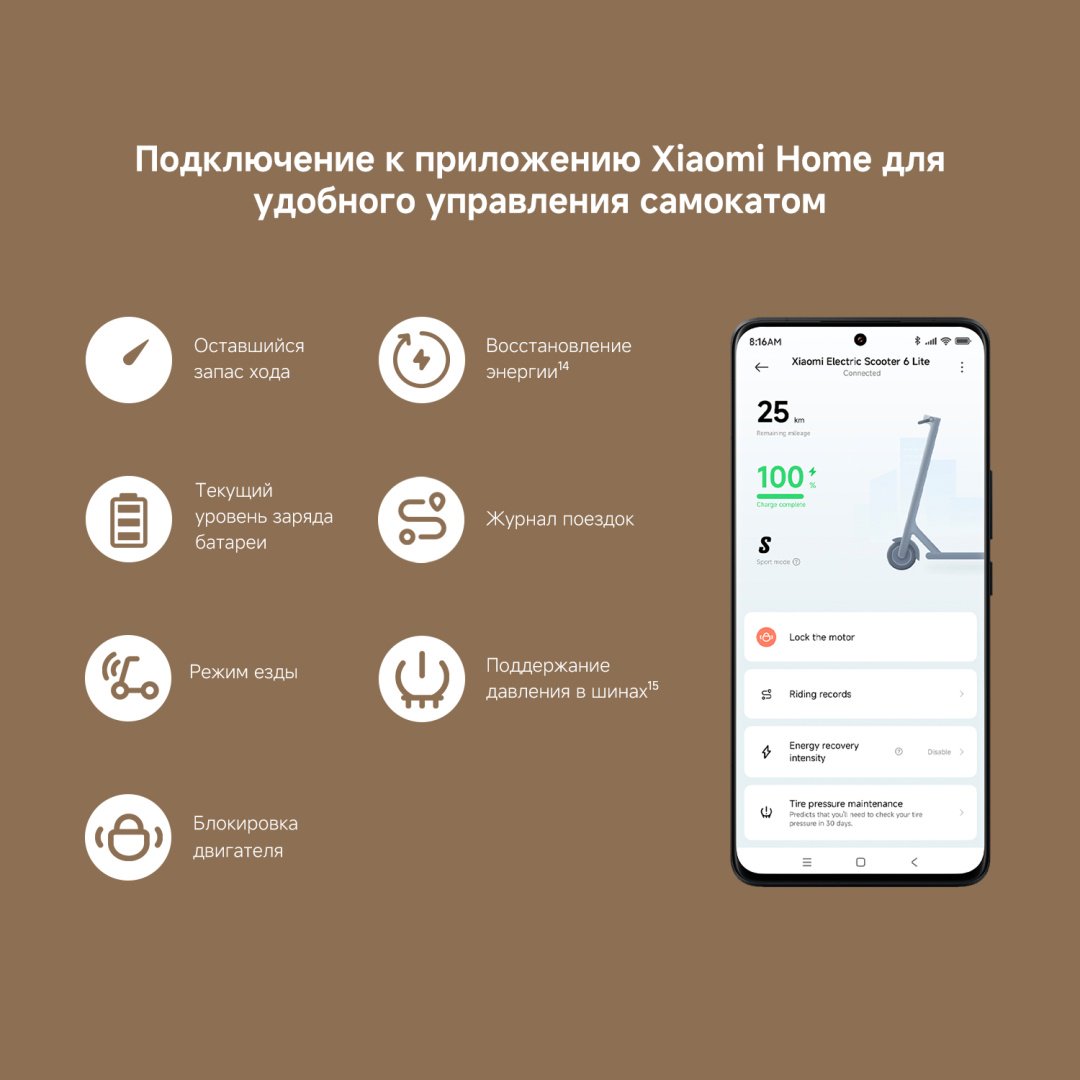 Электросамокат Xiaomi Electric Scooter 6 Lite GL черный купить,NaN