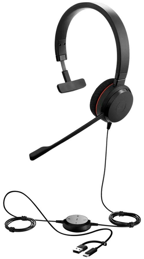 Наушники Jabra EVOLVE 20 MS Mono USB-C/A черный