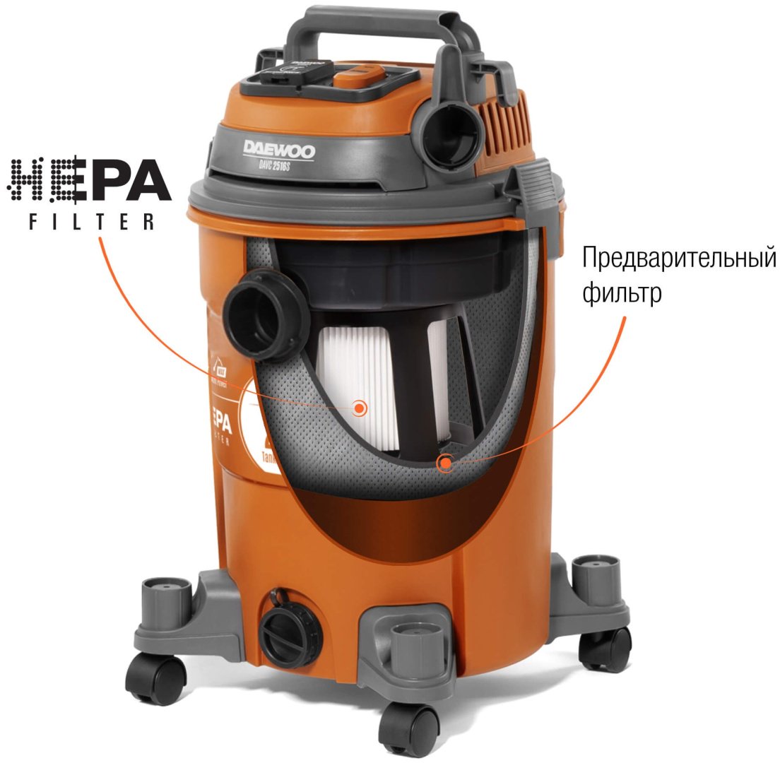 Строительный пылесос Daewoo DAVC 2516S - ForteMarket Строительный пылесос Daewoo DAVC 2516S купить,0