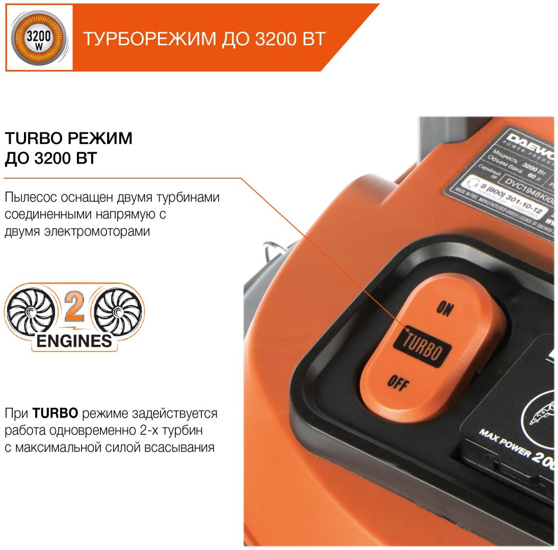 Строительный пылесос Daewoo DAVC 6030S купить,0
