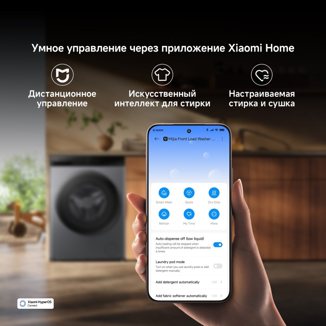 Стиральная машина Xiaomi Mijia Front Load Washer Dryer Pro 10,5 кг черный купить,NaN