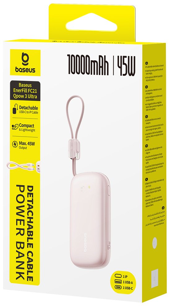Внешний аккумулятор Baseus EnerFill FC21 Qpow 3 Ultra 10000 мАч 45 Вт розовый купить,NaN