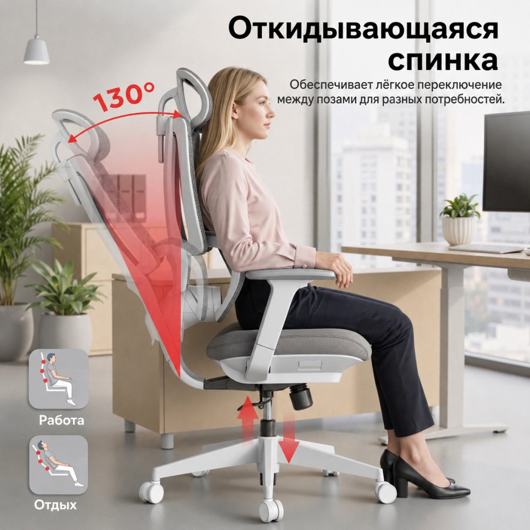 Офисное кресло Eco Estelar Triton, белый, серый купить,85445
