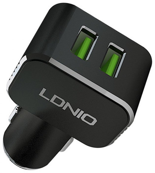 Зарядное устройство LDNIO C306 2*USB-A 18W 5V-3.6A Auto Lightning Lightning черный купить,NaN