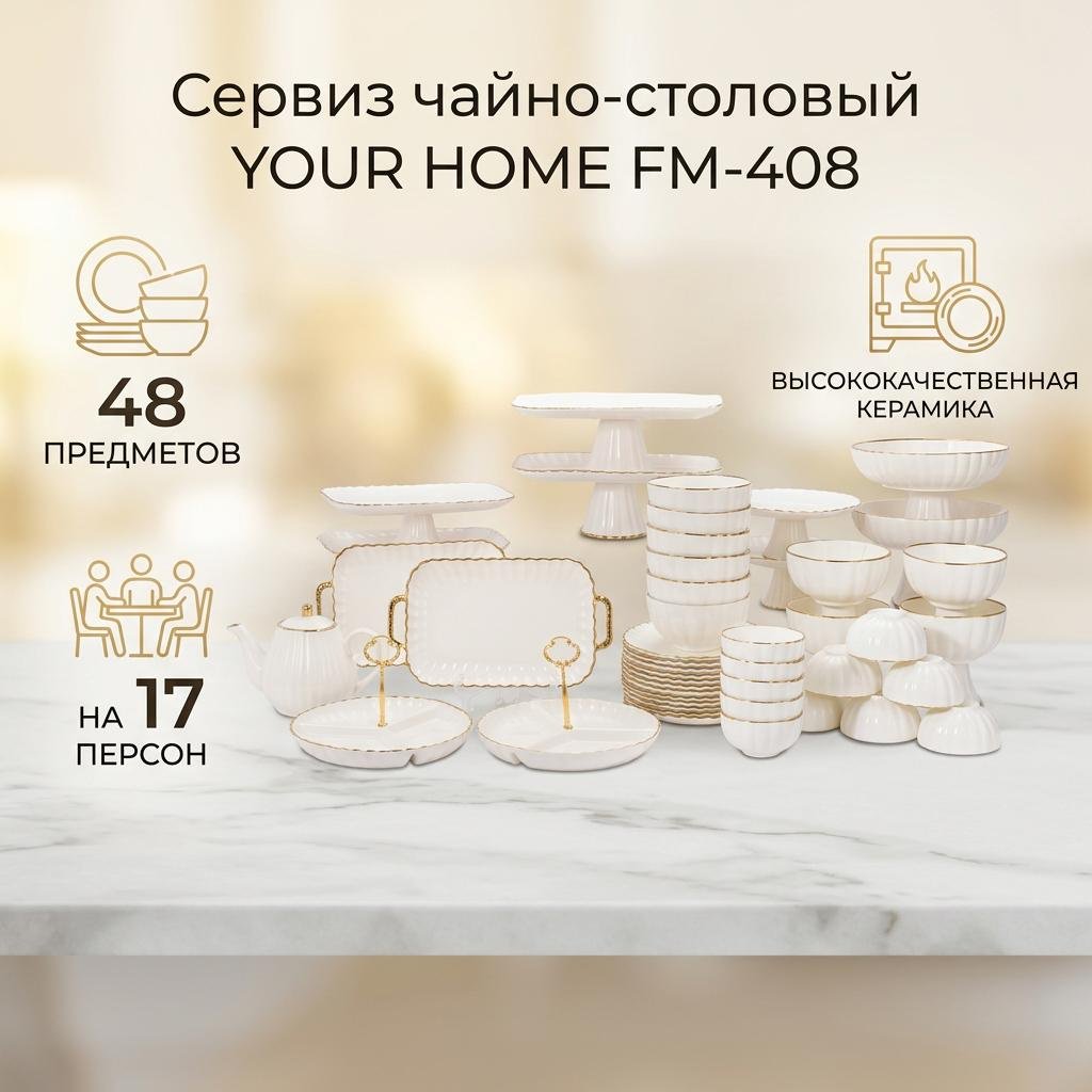 Сервиз на 17 персон , предметов: 48, чайно-столовый, керамика купить,NaN