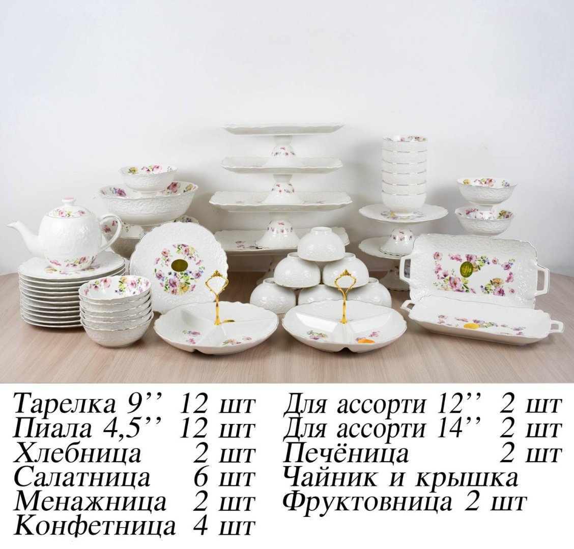 Сервиз на 12 персон YOUR HOME , предметов: 48, чайно-столовый, костяной фарфор купить,NaN