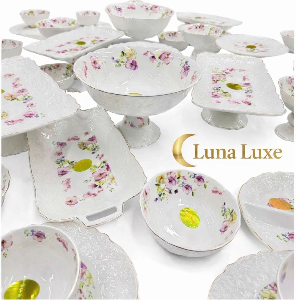 Сервиз на 12 персон Luna Home Flowers, предметов: 48, чайно-столовый, керамика купить,NaN