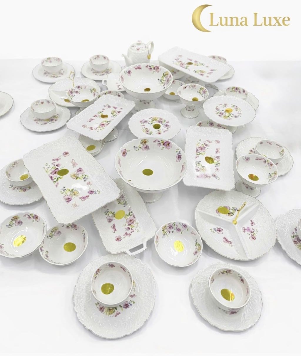Сервиз на 12 персон Luna Home Flowers, предметов: 48, чайно-столовый, керамика купить,NaN