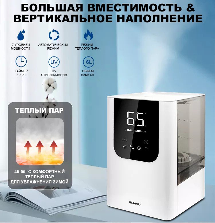 Увлажнитель воздуха Genau Fresh Air 6L WiFi белый купить,0