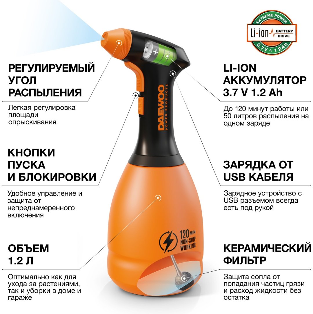 Опрыскиватель Daewoo аккумуляторный DAEWOO DSA 1.20Li купить,0