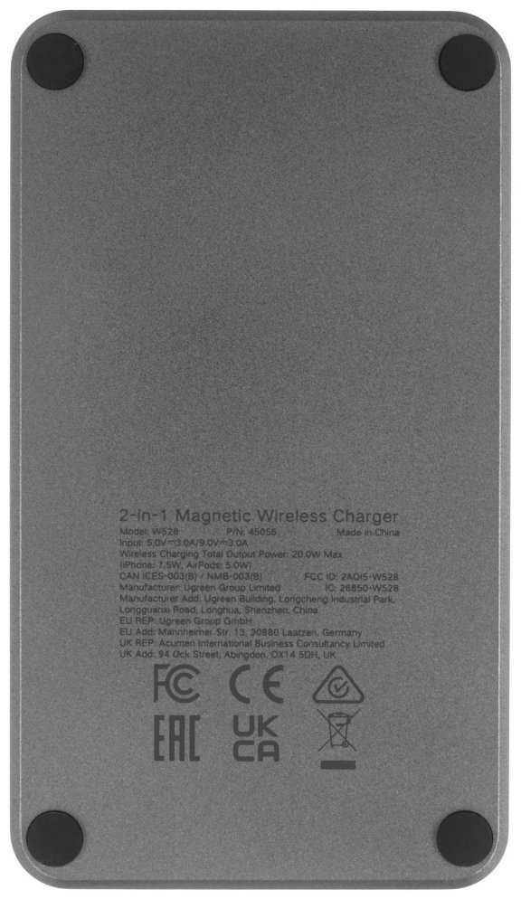 Зарядное устройство Ugreen W528 for Apple Iphone/AirPods (45056) USB Type-C серый купить,NaN