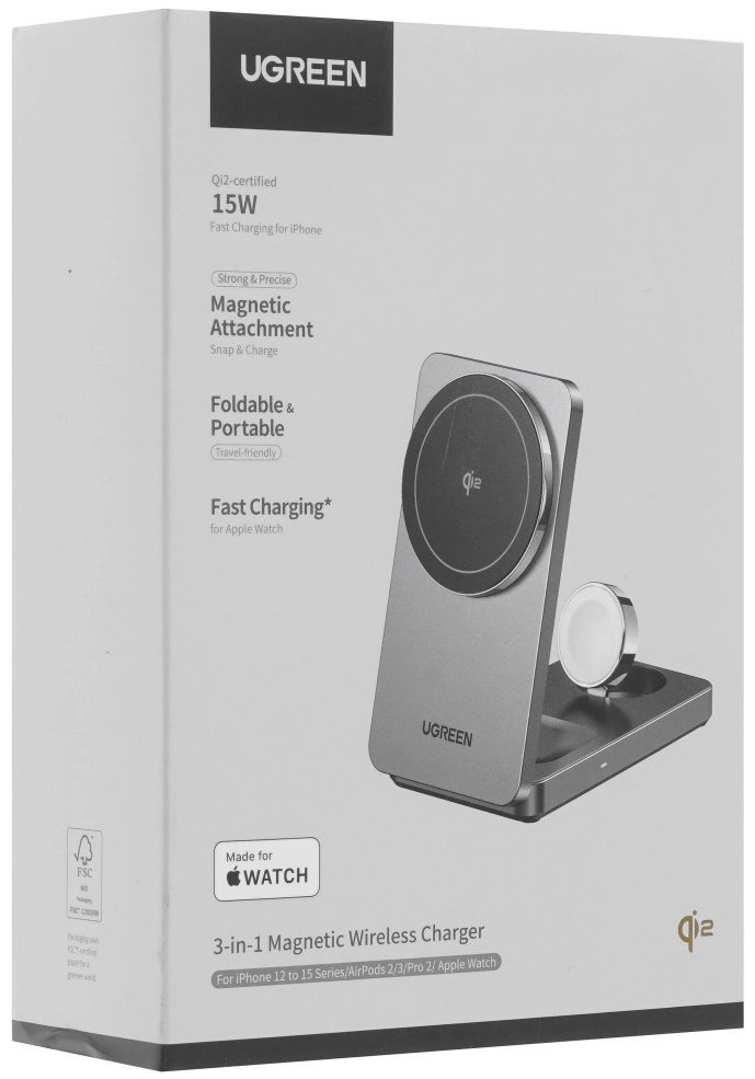 Зарядное устройство Ugreen W707 for Apple Iphone/AirPods/Watch (45025) USB Type-C серый - ForteMarket Зарядное устройство Ugreen W707 for Apple Iphone/AirPods/Watch (45025) USB Type-C серый купить,46159