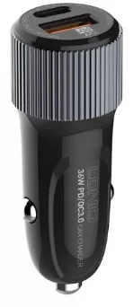 Автомобильное зарядное устройство LDNIO C510Q 2*USB A,C Lightning Black