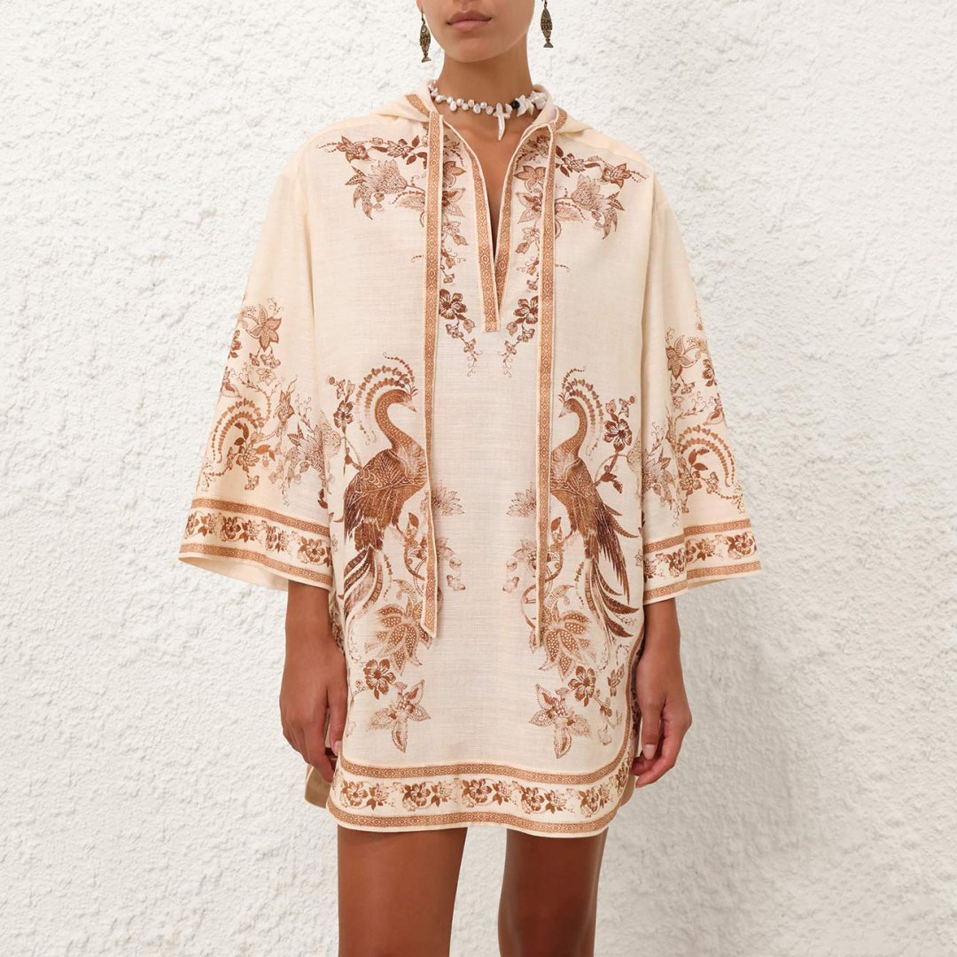 Платье-рубашка ZIMMERMANN коричневый купить,0