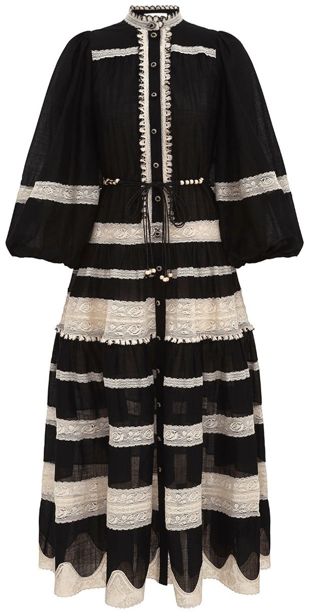Повседневное платье ZIMMERMANN черный, белый - ForteMarket Повседневное платье ZIMMERMANN черный, белый купить,0