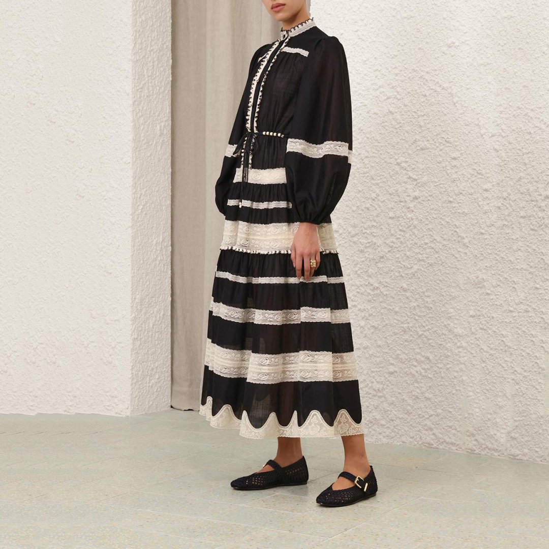 Повседневное платье ZIMMERMANN черный, белый - ForteMarket Повседневное платье ZIMMERMANN черный, белый купить,0