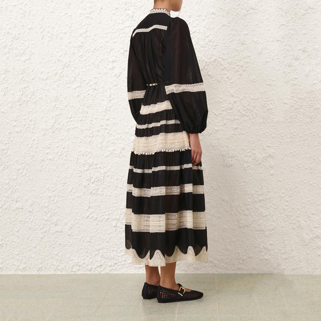 Повседневное платье ZIMMERMANN черный, белый - ForteMarket Повседневное платье ZIMMERMANN черный, белый купить,0