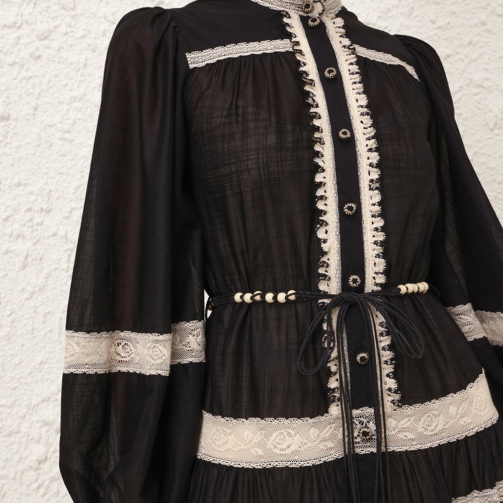 Повседневное платье ZIMMERMANN черный, белый - ForteMarket Повседневное платье ZIMMERMANN черный, белый купить,0