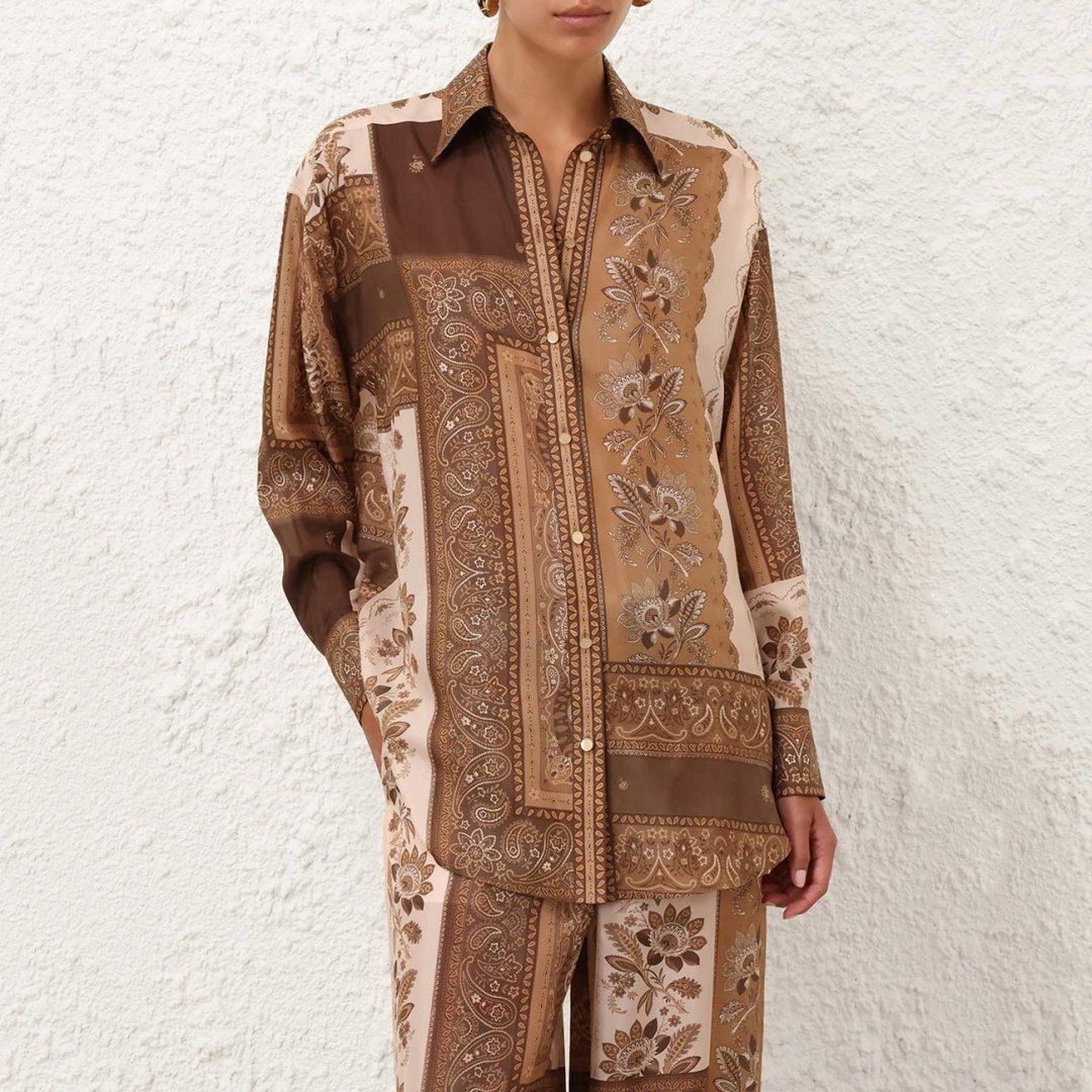 Рубашка ZIMMERMANN коричневый, бежевый купить,0