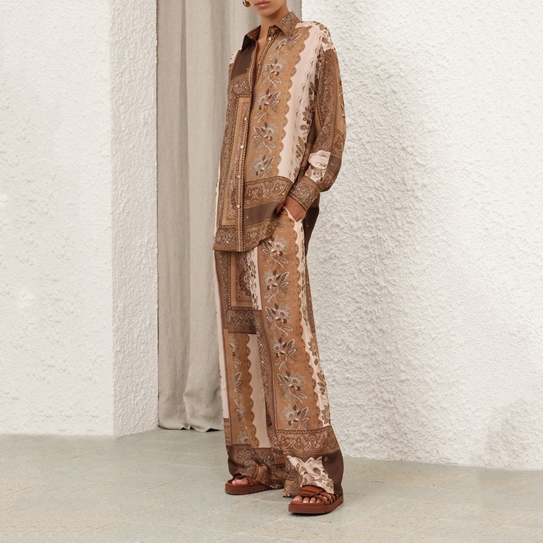 Рубашка ZIMMERMANN коричневый, бежевый купить,0
