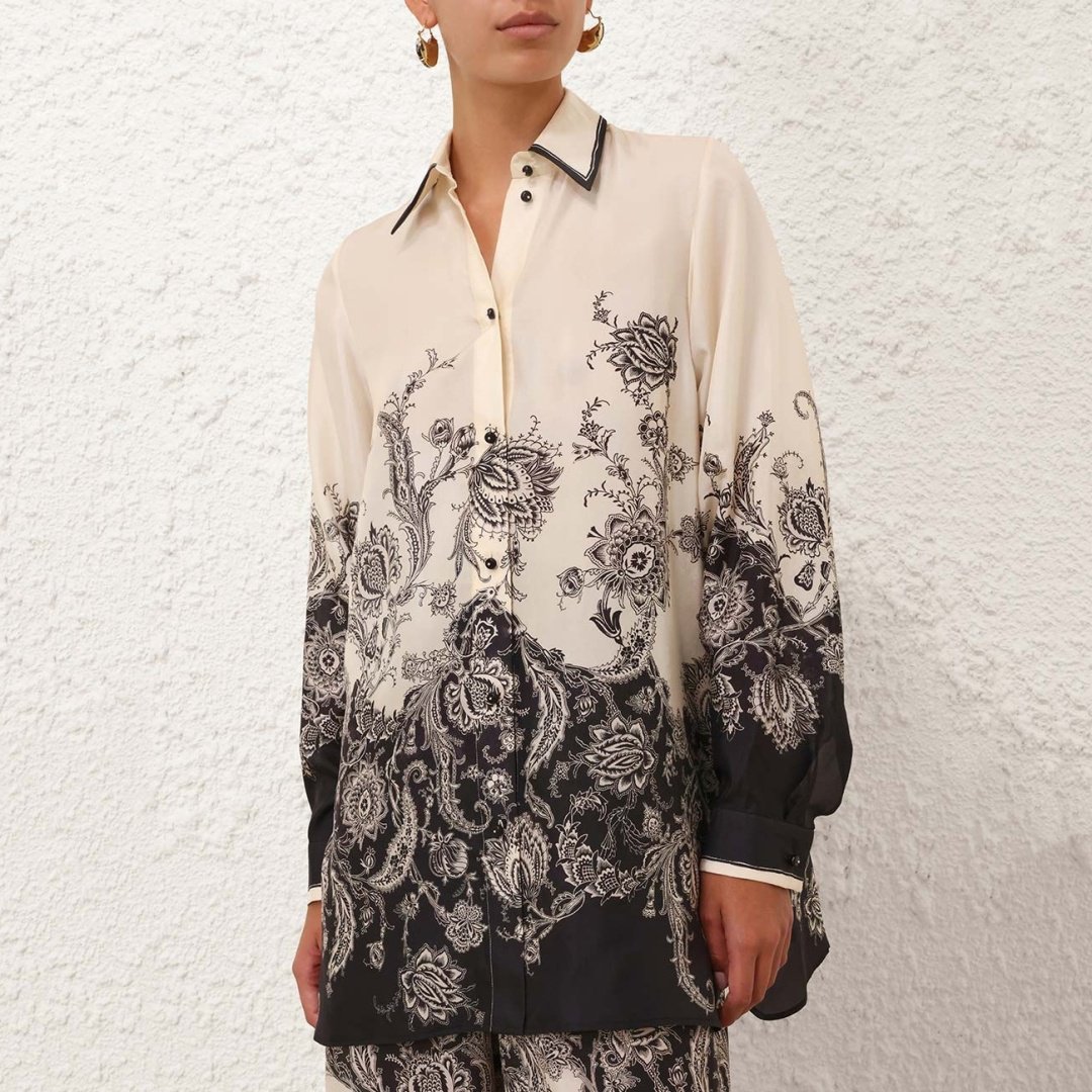 Рубашка Zimmermann черно-молочные XS 42 купить,NaN