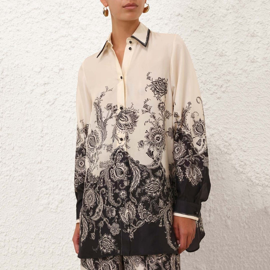 Рубашка Zimmermann черно-молочные XS 42 купить,NaN