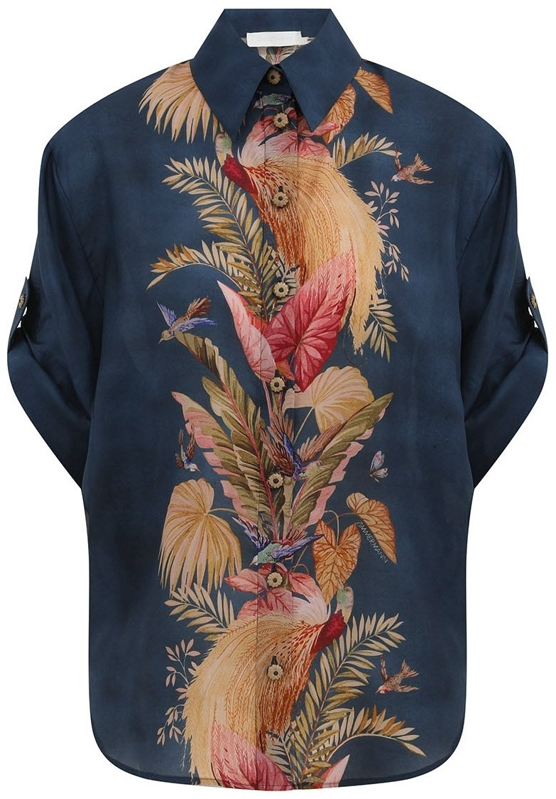 Рубашка Zimmermann синие-мультиколор XS 42 купить,NaN