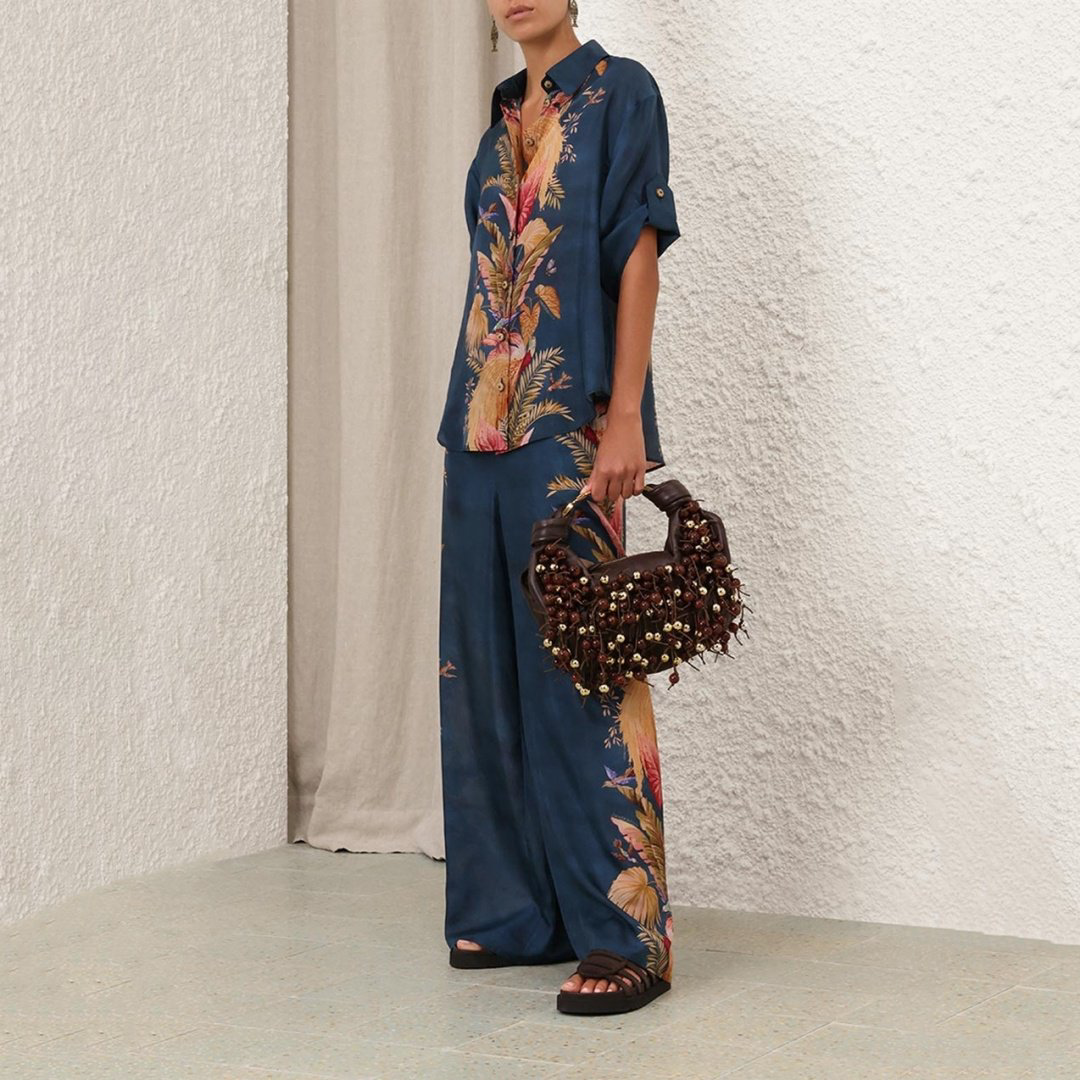 Рубашка Zimmermann синие-мультиколор XS 42 купить,NaN
