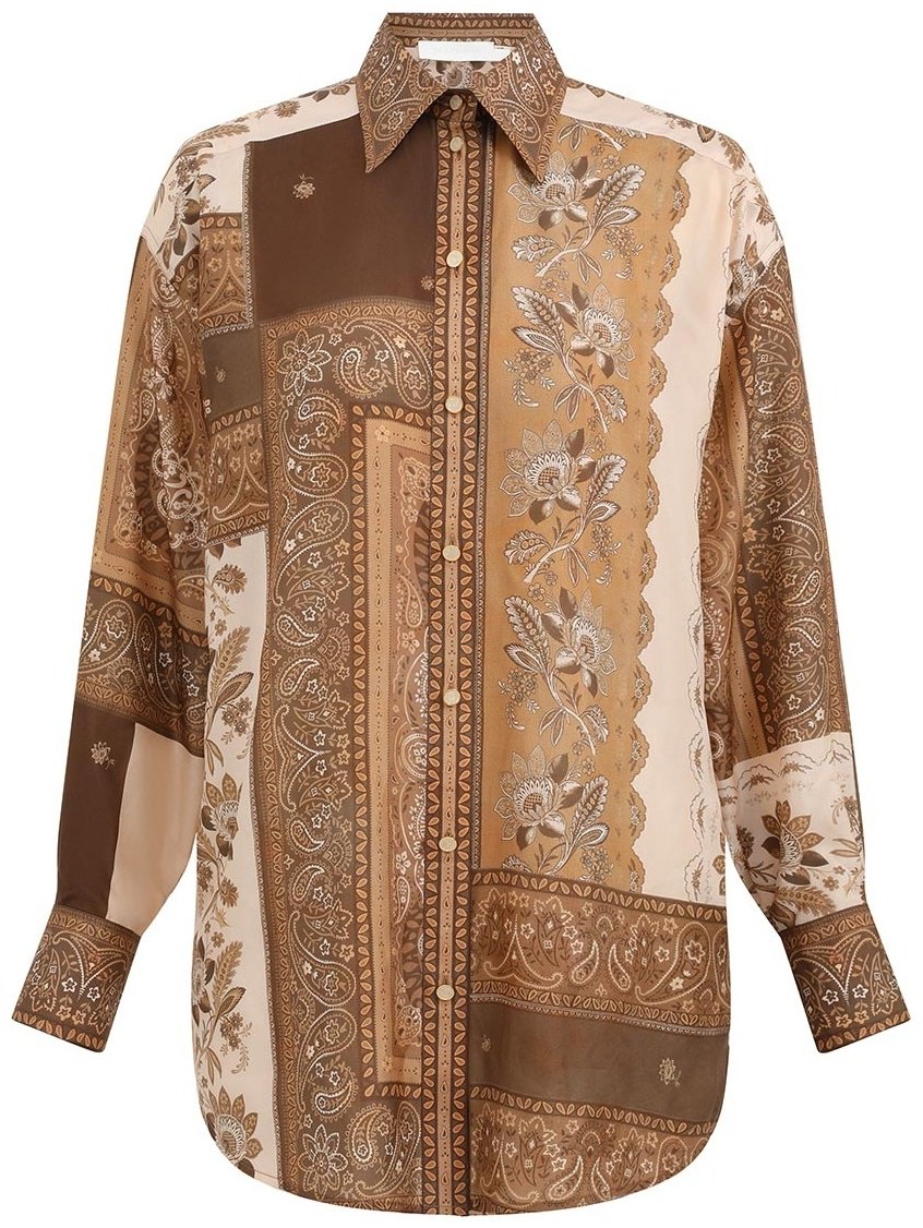 Рубашка Zimmermann коричневые-бежевые M 46 купить,NaN