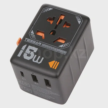Зарядное устройство Tessan TS-WTA01, сеть, для USB-устройств, Black