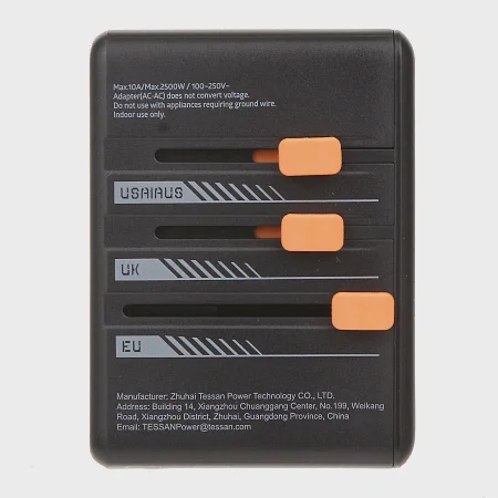 Зарядное устройство Tessan TS-WTA01, сеть, для USB-устройств, Black