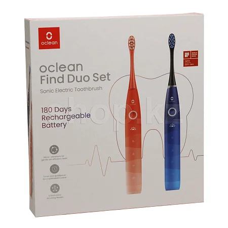 Комплект зубных электрощеток Oclean Find Duo Set, Blue-Red