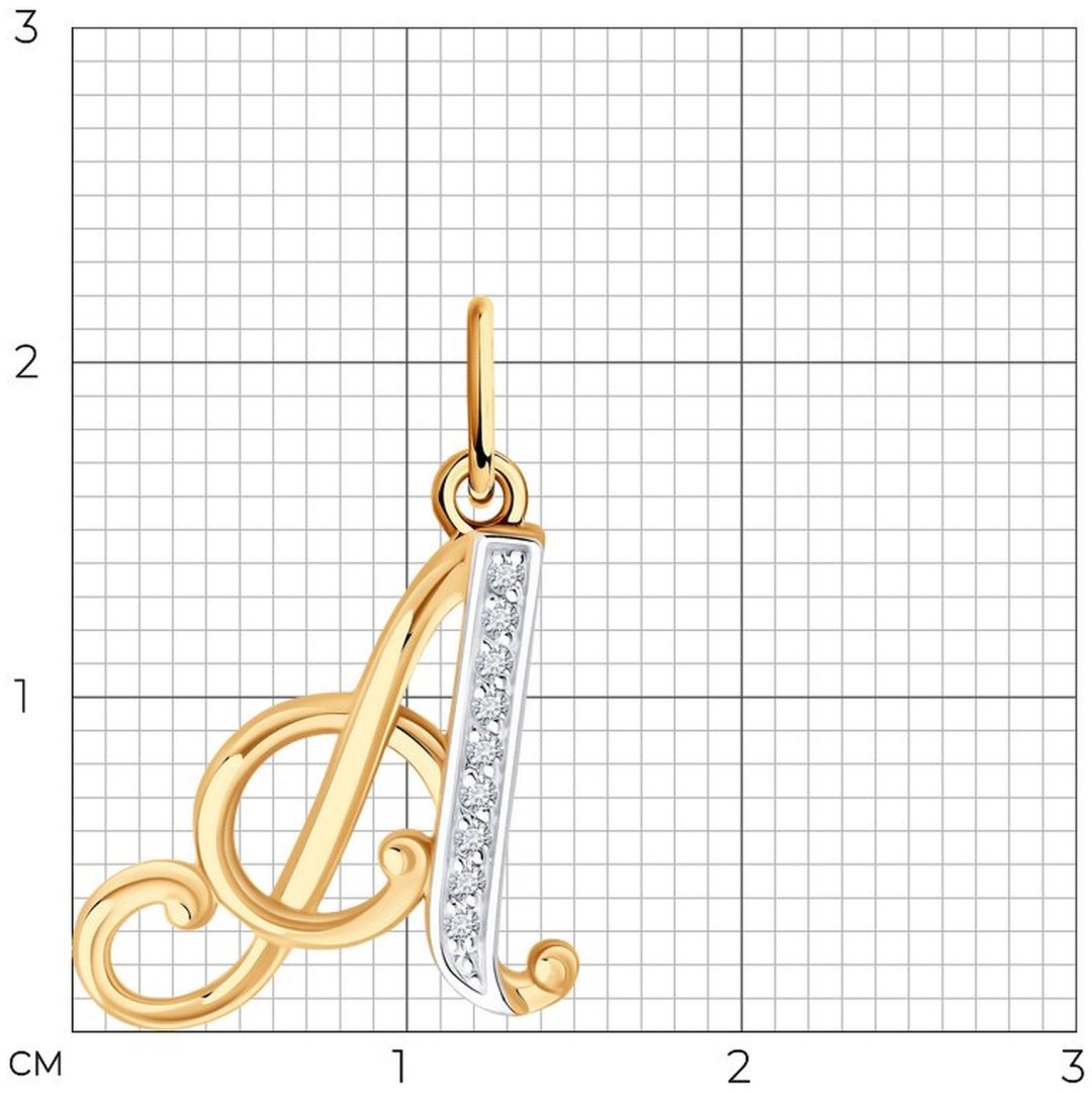 Подвеска Diamant 51-130-02886-1 вес 0.95 г золото, фианит