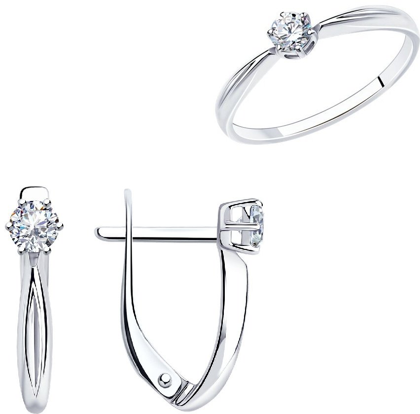 Diamant 94-110-01376-1-94-120-01376-1 вес 2.62 г 18 серебро, фианит