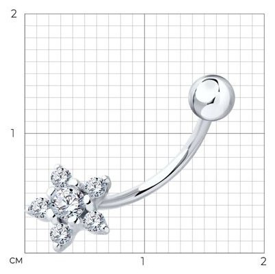 Банан Diamant для пупка вес 0.86 г серебро, фианит купить,NaN