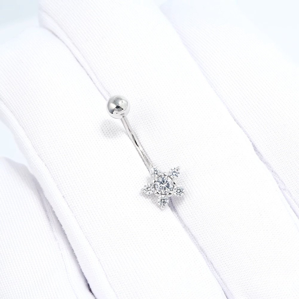 Банан Diamant для пупка вес 0.86 г серебро, фианит купить,NaN