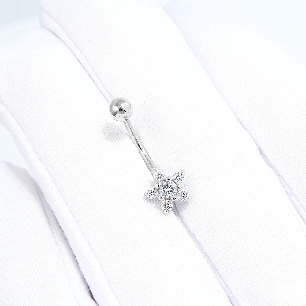 Банан Diamant для пупка вес 0.86 г серебро, фианит купить,NaN