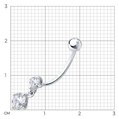 Банан Diamant для пупка вес 0.87 г серебро, фианит