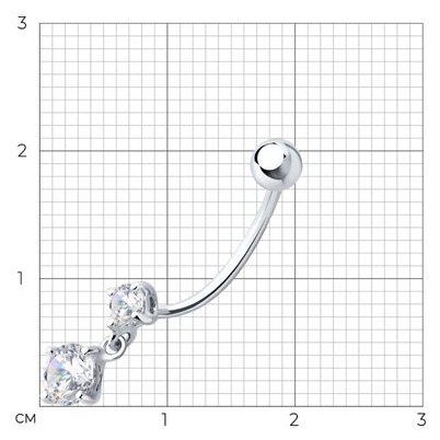 Банан Diamant для пупка вес 0.87 г серебро, фианит