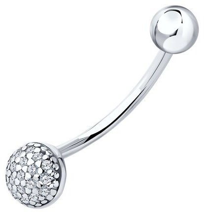 Банан Diamant для пупка вес 0.79 г серебро, фианит купить,8123