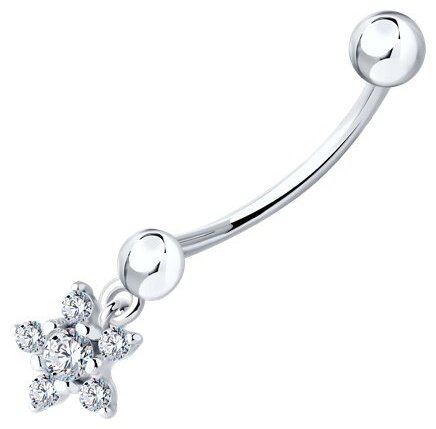 Банан Diamant для пупка вес 0.99 г серебро, фианит купить,NaN