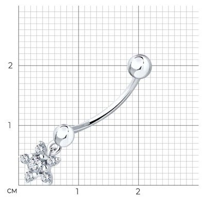 Банан Diamant для пупка вес 0.99 г серебро, фианит купить,NaN