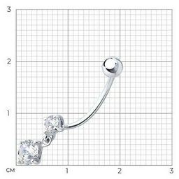 Банан Diamant для пупка вес 0.87 г серебро, фианит