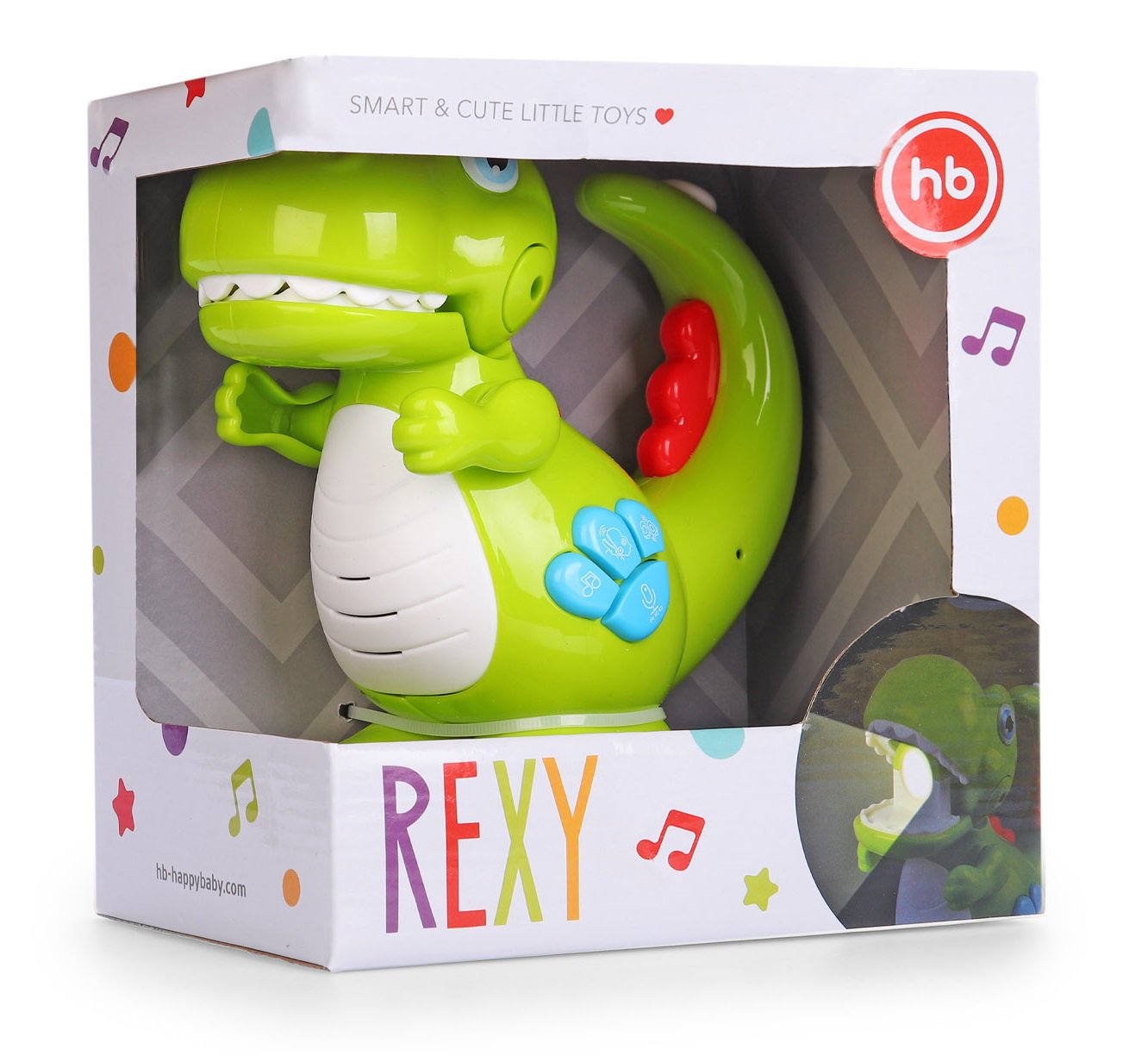 Игрушка музыкальная Happy Baby динозаврик Rexy 331851 зеленый купить,NaN