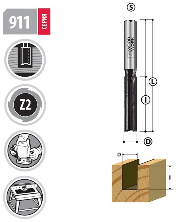 Фреза Woodwork пазовая 911.1019.08 10 мм 1 шт