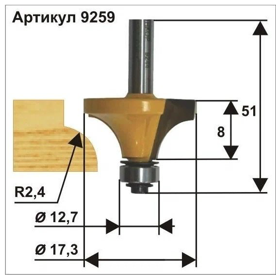 Фреза Энкор кромочная 9259 17.3 мм 1 шт