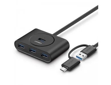 USB HUB Ugreen CR113 USB 3.0 A With USB-C Plug 4 Ports HUB 40850 черный