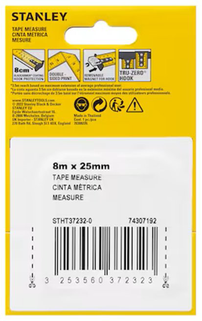 STANLEY рулетка строительная STHT37232-0, 8 м х 25 мм купить,NaN